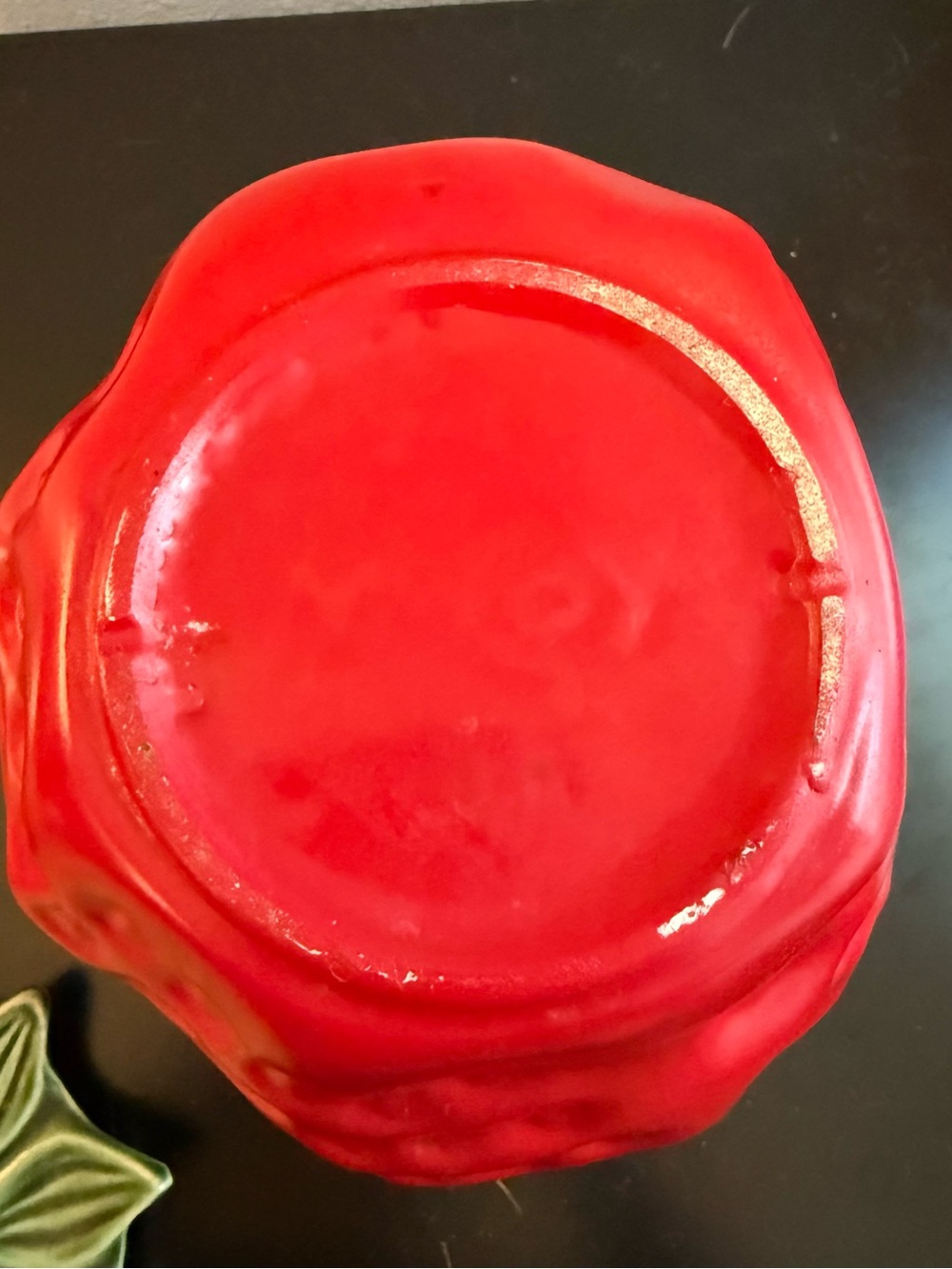 McCoy 1950’s Red Ceramic Strawberry Jar with Green Leaf Lid - Home Accents - Picture 8 of 9